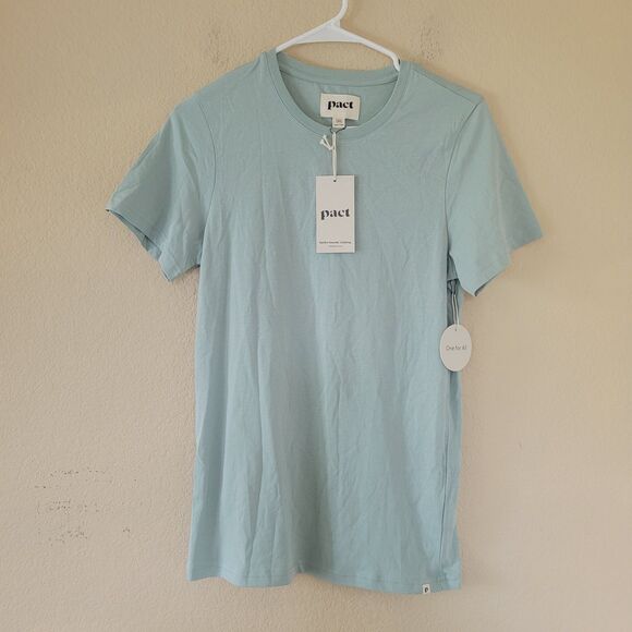 PACT 100% Organic Cotton Green Softspun Tee Tunic Size Xsmall Short Sleeve Nwt - Picture 1 of 7